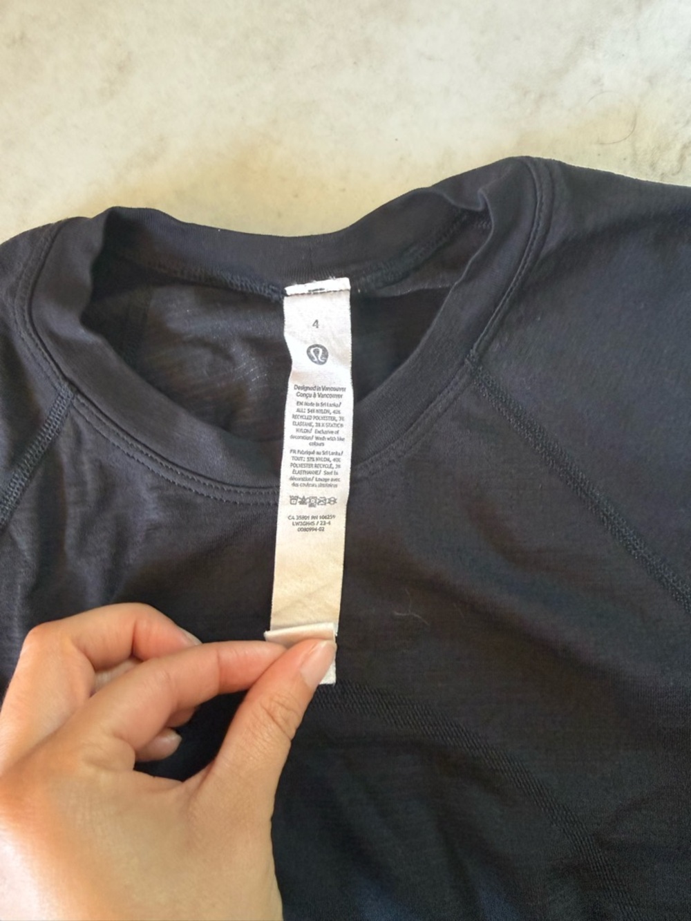 Lululemon Black Cropped Long-Sleeve Top - Picture 3 of 3